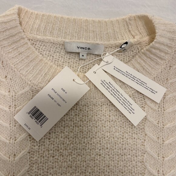 NWT Vince Cable Knit Sweater Ivory Merino Wool-Blend (Size M) - Picture 2 of 12